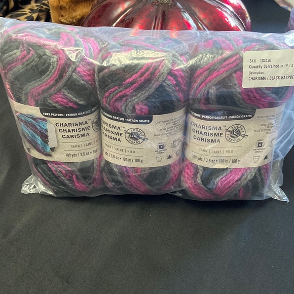 loops and threads Other - Loops & Threads Charisma Black Raspberry-3 Sealed in Plastic Yarn-NEW